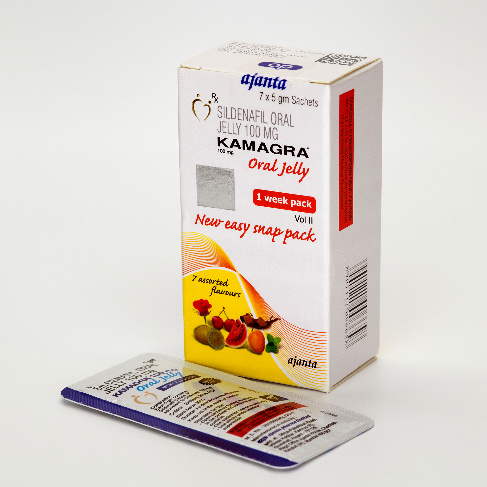 Kamagra Oral Jelly Pack 7 X 100 Mg, Non Prescription, Ajanta